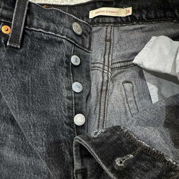 Levi’s Ribcage Straight Jeans Black Wash 26x26 High Rise - Picture 11 of 11